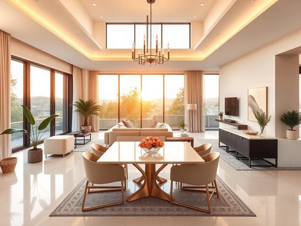 Warm UV Luxe Homes living and dining interior
