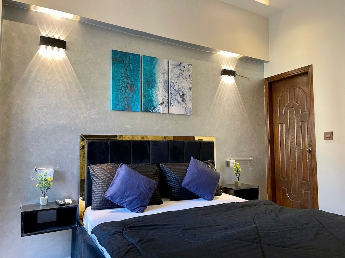 Cool & Cozy 1-Bedroom Apt DHA | Lounge & Kitchen - Bedroom image 1
