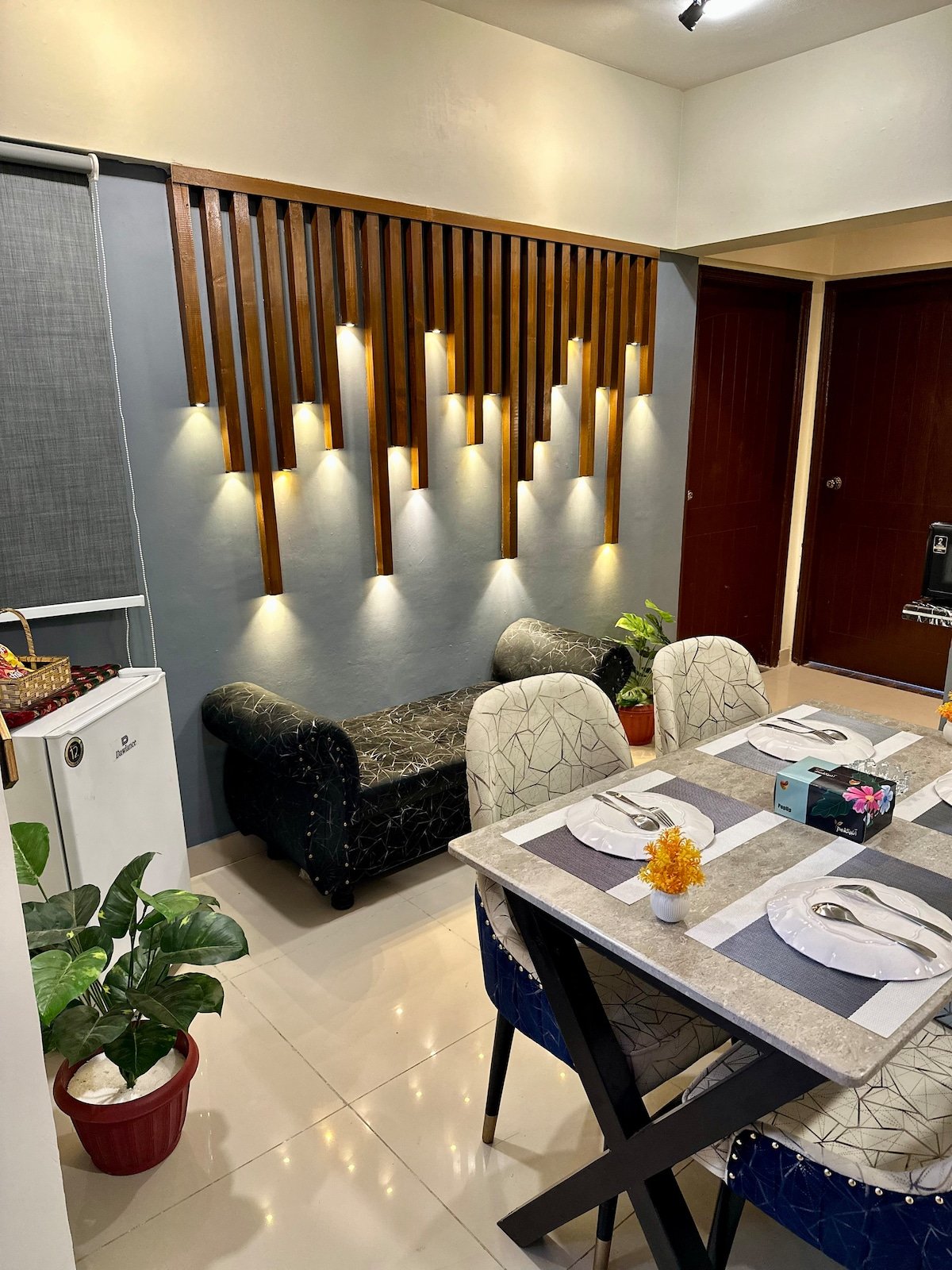 Designer 2BR Apartment in DHA With TV & AC - Dining area image 7