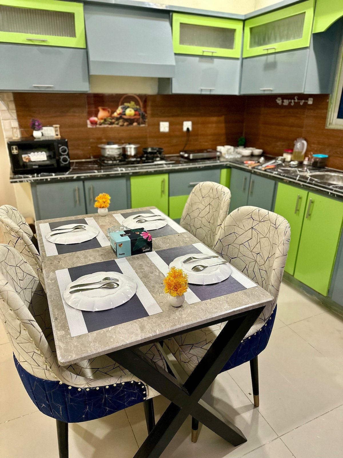 Designer 2BR Apartment in DHA With TV & AC - Dining area image 10
