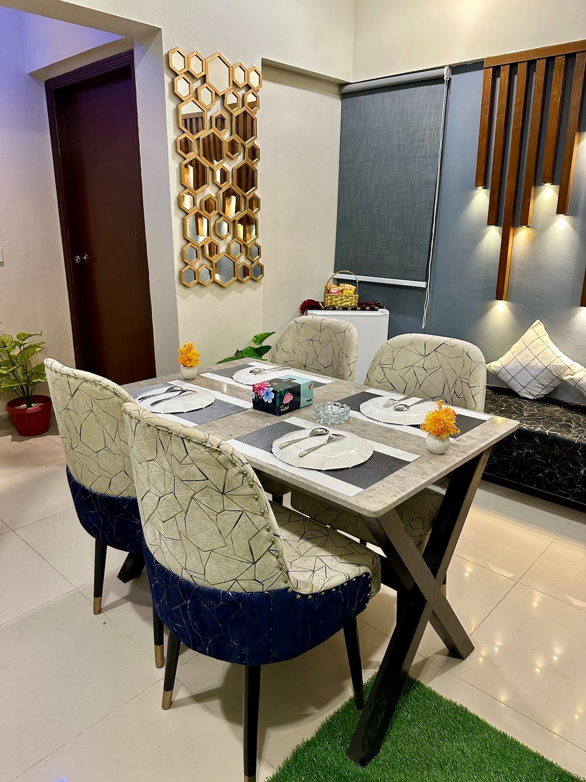 Designer 2BR Apartment in DHA With TV & AC - Dining area image 11
