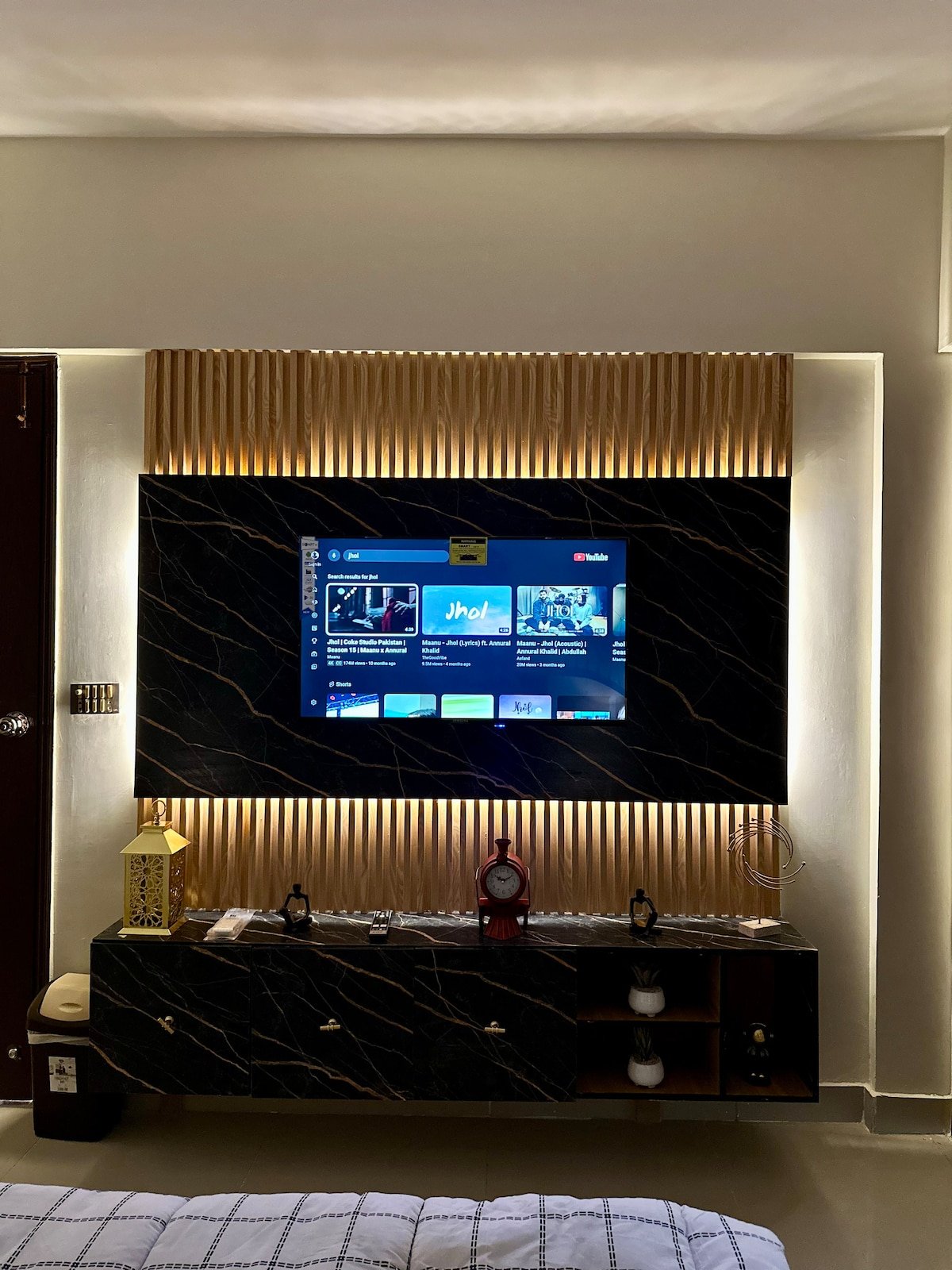 Designer 2BR Apartment in DHA With TV & AC - Bedroom 1 image 2