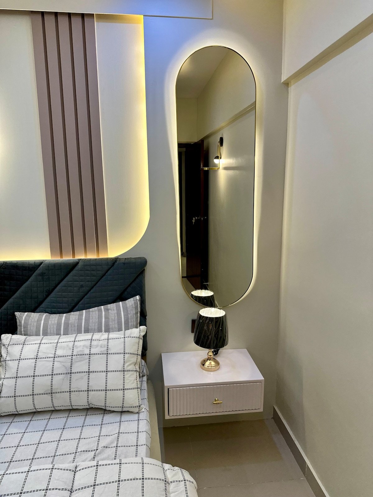 Designer 2BR Apartment in DHA With TV & AC - Bedroom 1 image 4