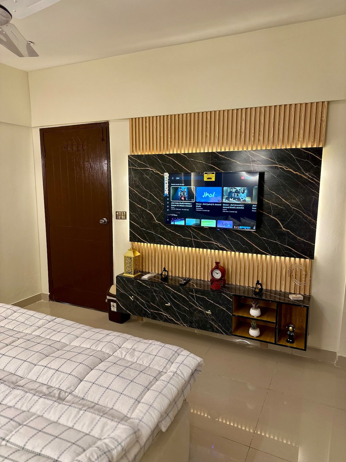Designer 2BR Apartment in DHA With TV & AC - Bedroom 1 image 5