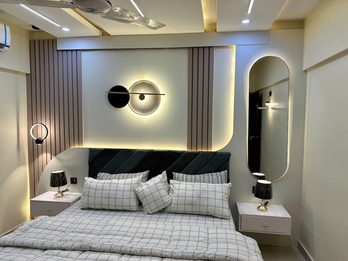Designer 2BR Apartment in DHA With TV & AC - Bedroom 1 image 8