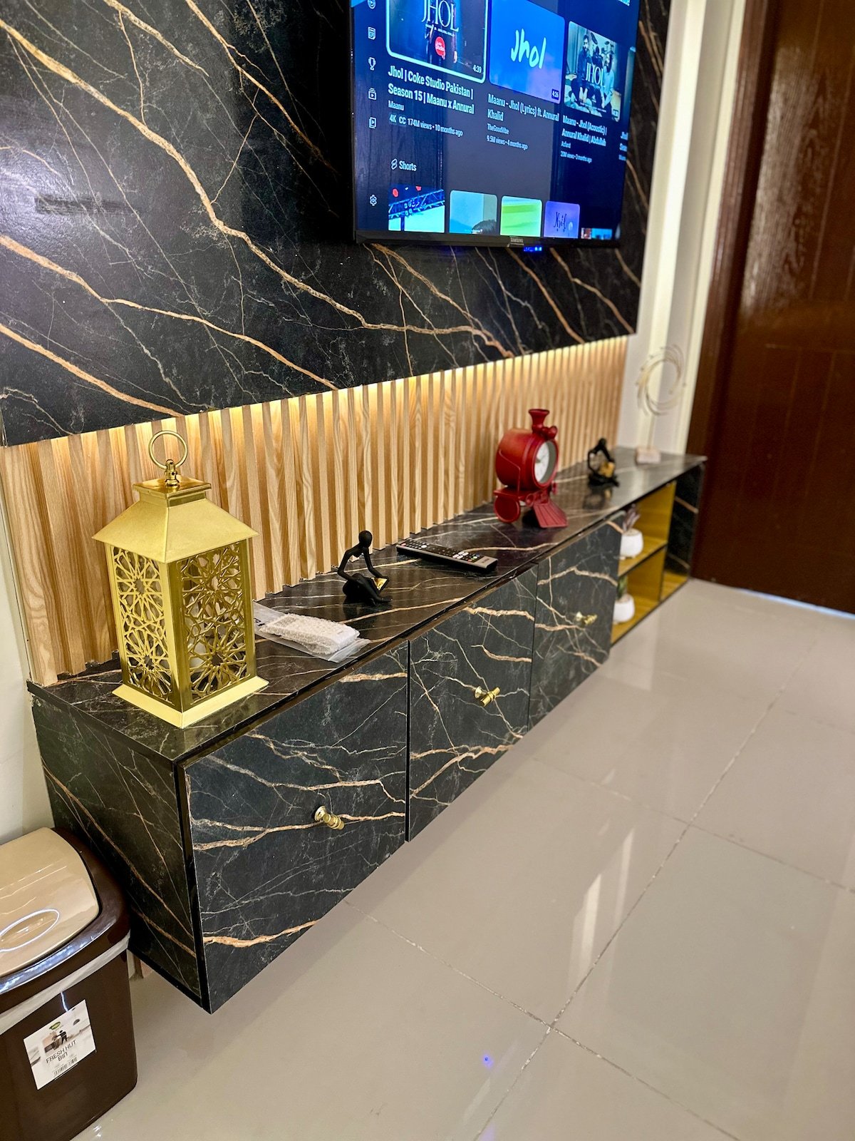 Designer 2BR Apartment in DHA With TV & AC - Bedroom 1 image 12